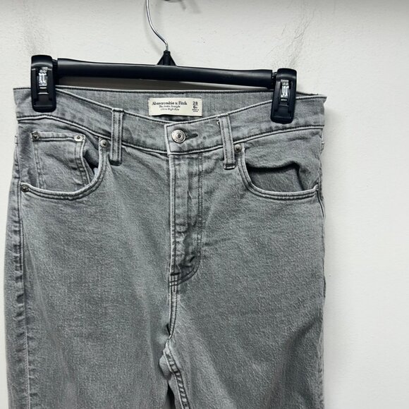 Abercrombie & Fitch Ultra High Rise Ankle Straight Jeans 28 Gray Cotton Blend - Picture 5 of 9